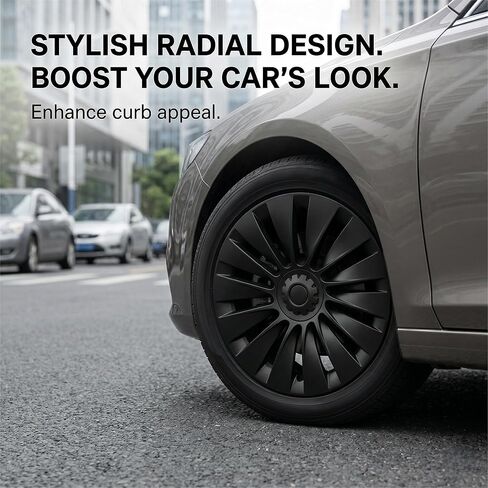 19 Inch Wheel Covers for Tesla Model Y 2020-2024, 4PCS Matte Black Hubcaps for Model Y Gemini Wheels, Full Rim Cover Hub Caps with Snap-On Fit, ABS Replacement Wheel Covers Accessories in Saudi Arabia