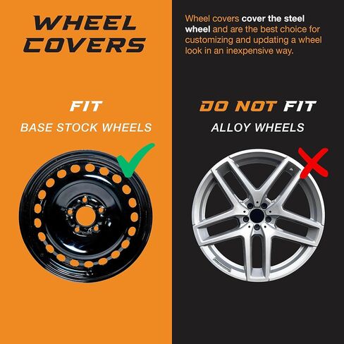 PACRIM 16" Universal Gloss Black Car Wheel Cover/Hubcap Set | Replacement Snap On | Set of 4 | Univeral Fit for 16 Inch Base Stock Rims in Saudi Arabia