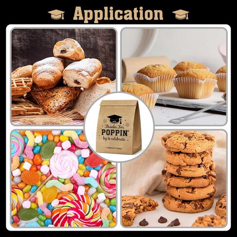 Graduation Party Favors, 50 Pcs Class of 2026 Graduation Favors Popcorn Bags, Thanks for Popping By Popcorn Bags, Graduation Goodie Bags for Treat Snack Cookie Brown in Saudi Arabia
