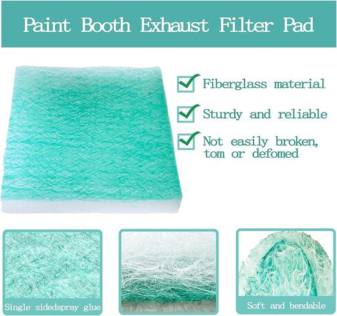 AUC Paint Booth Exhaust Filters,20" x 20" (50/case),15 Gram Fiberglass Paint Arrestors,Captures Overspray Paint Particles in Paint booth (Actual Dimensions: 20.5" x 20.5") in Saudi Arabia