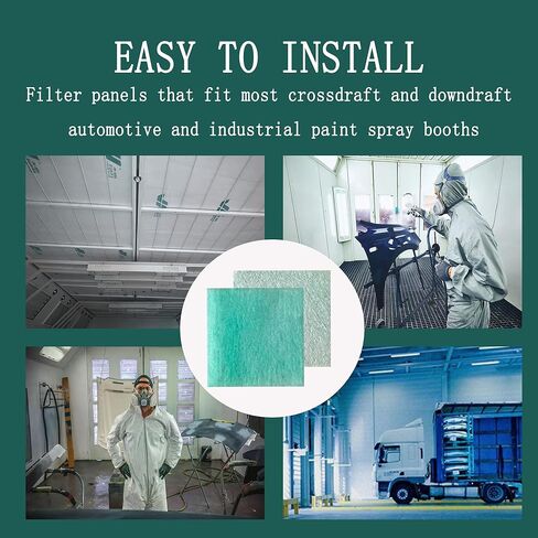 AUC Paint Booth Exhaust Filters,20" x 20" (50/case),15 Gram Fiberglass Paint Arrestors,Captures Overspray Paint Particles in Paint booth (Actual Dimensions: 20.5" x 20.5") in Saudi Arabia