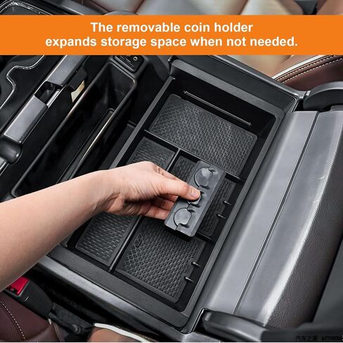 مجموعة منظم وحدة التحكم المركزية متوافقة مع GMC Sierra 1500/Chevy Silverado 1500 2014-2018، Sierra/Silverado 2500/3500 HD 15-19، غطاء مقصورة سرية + ملحقات داخلية لدرج وحدة التحكم in Kuwait