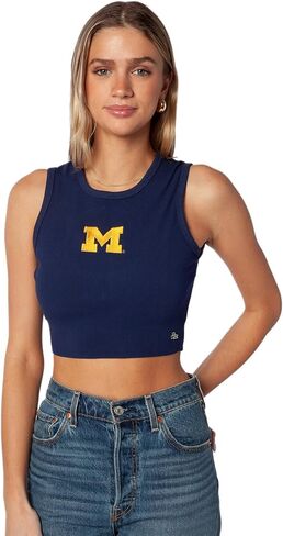 Hype & Vice Cut-Off Tank for Women (Medium) - University of Michigan Top for Women, Cropped Fit Tank Top, College Shirts for Game Days - Navy in Saudi Arabia