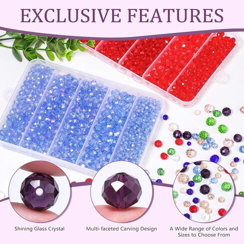 850Pcs 4/6/8/10mm Crystal Glass Beads for Jewelry Making Faceted Rondelle Flat Beads for Bracelets Necklace Earrings DIY Crafts(Purple Crystal Bead) in Saudi Arabia