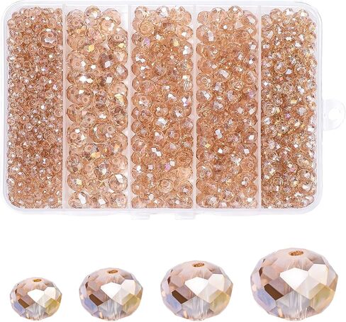 850Pcs 4/6/8/10mm Crystal Glass Beads for Jewelry Making Faceted Rondelle Flat Beads for Bracelets Necklace Earrings DIY Crafts(Purple Crystal Bead) in Saudi Arabia