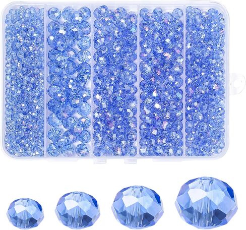 850Pcs 4/6/8/10mm Crystal Glass Beads for Jewelry Making Faceted Rondelle Flat Beads for Bracelets Necklace Earrings DIY Crafts(Purple Crystal Bead) in Saudi Arabia