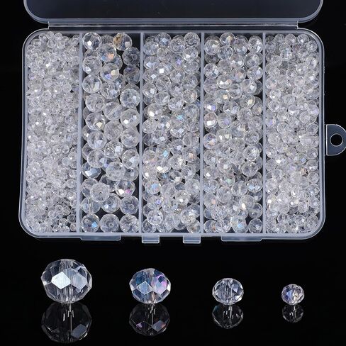 850Pcs 4/6/8/10mm Crystal Glass Beads for Jewelry Making Faceted Rondelle Flat Beads for Bracelets Necklace Earrings DIY Crafts(Purple Crystal Bead) in Saudi Arabia