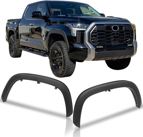 IKON MOTORSPORTS Fender Flares متوافقة مع 2022-2026 Toyota Tundra جميع الموديلات، OE Style PP حقن محكم غطاء واقي للعجلة السوداء استبدال مجموعة، 4 قطع، أمامي وخلفي in Kuwait
