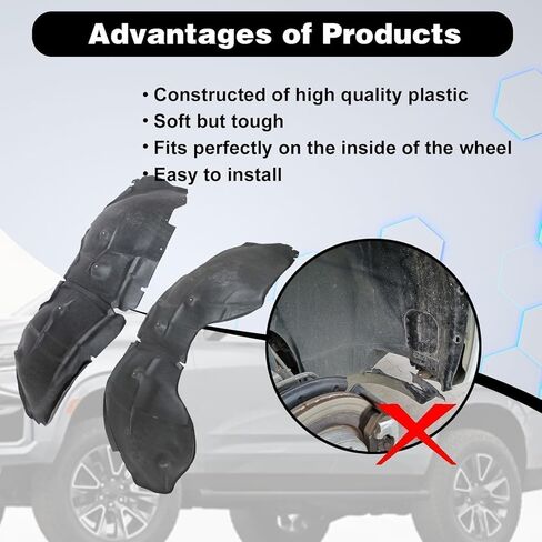 قطعتان من بطانات الرفارف الداخلية الأمامية من SecosAutoparts متوافقة مع شيفروليه سوبربان تاهو 2021 2022 2023 2024 # 84856823، 84856824 in Kuwait