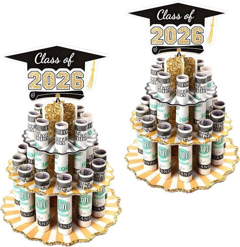 2026 Graduation Gifts Money Holder, Graduation Money Holder for Cash Gift, Double-Layer Cash Money Cake Stand Graduation Accessories for Class of 2026 Graduation Decorations Party Favor Supplies in Saudi Arabia