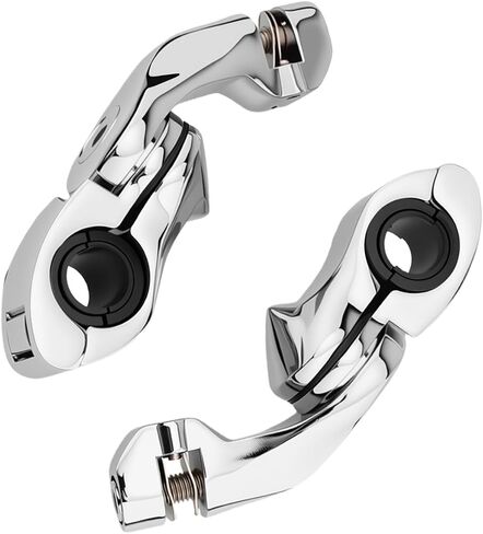 TSUNG Highway Pegs P-Clamp Mount Kit أوتاد قدم الدراجة النارية مناسبة لقضبان التصادم 1 بوصة و1.25 بوصة مشبك دعامة للقدم متوافق مع Harley Touring Electra Road King Road Glide (كروم قصير) in Kuwait