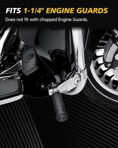 TSUNG Highway Pegs P-Clamp Mount Kit أوتاد قدم الدراجة النارية مناسبة لقضبان التصادم 1 بوصة و1.25 بوصة مشبك دعامة للقدم متوافق مع Harley Touring Electra Road King Road Glide (كروم قصير) in Kuwait