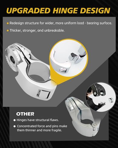 TSUNG Highway Pegs P-Clamp Mount Kit أوتاد قدم الدراجة النارية مناسبة لقضبان التصادم 1 بوصة و1.25 بوصة مشبك دعامة للقدم متوافق مع Harley Touring Electra Road King Road Glide (كروم قصير) in Kuwait