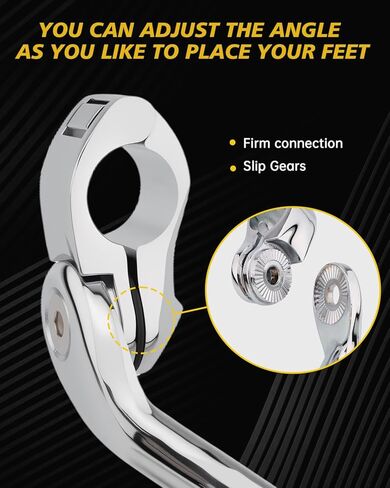 TSUNG Highway Pegs P-Clamp Mount Kit أوتاد قدم الدراجة النارية مناسبة لقضبان التصادم 1 بوصة و1.25 بوصة مشبك دعامة للقدم متوافق مع Harley Touring Electra Road King Road Glide (كروم قصير) in Kuwait