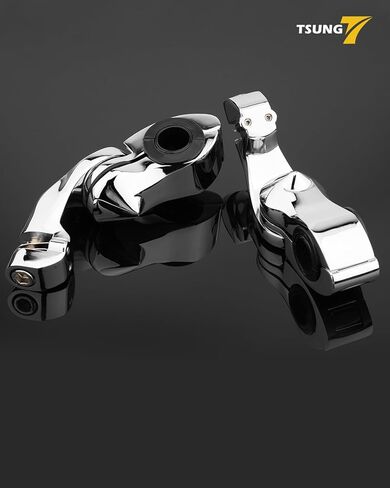 TSUNG Highway Pegs P-Clamp Mount Kit أوتاد قدم الدراجة النارية مناسبة لقضبان التصادم 1 بوصة و1.25 بوصة مشبك دعامة للقدم متوافق مع Harley Touring Electra Road King Road Glide (كروم قصير) in Kuwait