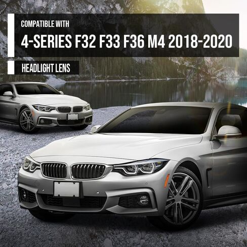 غطاء عدسة المصباح الأمامي G-PLUS متوافق مع BMW 4-Series F32 F33 F36 2018-2020 Fit BMW M4 F82 F83 2018-2020 غطاء عدسة المصباح الأمامي الأيسر والأيمن شفاف in Kuwait