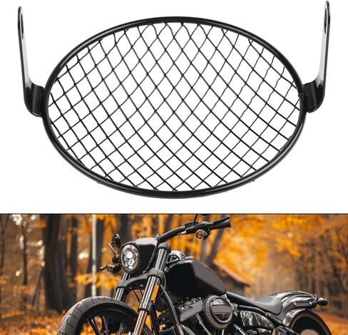 7 Inch Motorcycle Headlight Mesh Grill Cover Protector Guards with Square Metal Retro Style for 7 Inch Headlamp Side Mount 8mm-10mm Bolt Distance(Rhombus) in Saudi Arabia