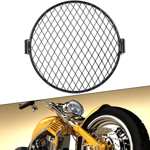 7 Inch Motorcycle Headlight Mesh Grill Cover Protector Guards with Square Metal Retro Style for 7 Inch Headlamp Side Mount 8mm-10mm Bolt Distance(Rhombus) in Saudi Arabia