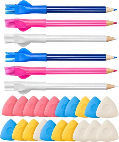 26-Piece Colorful Tailors Chalk Set Tailors Chalk, Fabric Chalk and Sewing Chalk for Fabric Marking, with 20 Triangular Chalk Pieces and 2 Multi-Color Chalk Pens for Sewing and Fabric Projects in Saudi Arabia