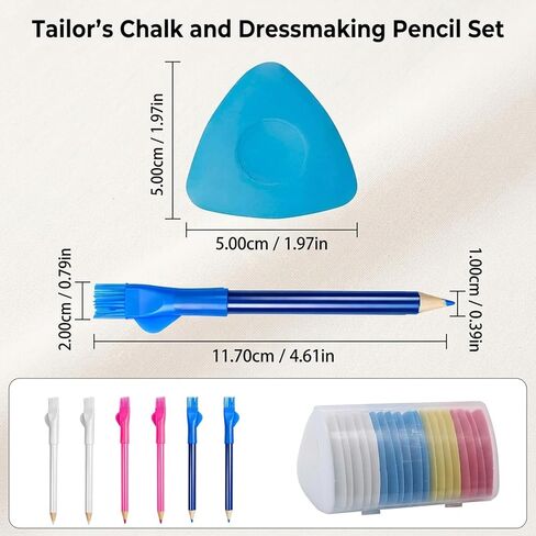 26-Piece Colorful Tailors Chalk Set Tailors Chalk, Fabric Chalk and Sewing Chalk for Fabric Marking, with 20 Triangular Chalk Pieces and 2 Multi-Color Chalk Pens for Sewing and Fabric Projects in Saudi Arabia