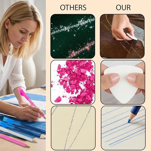 26-Piece Colorful Tailors Chalk Set Tailors Chalk, Fabric Chalk and Sewing Chalk for Fabric Marking, with 20 Triangular Chalk Pieces and 2 Multi-Color Chalk Pens for Sewing and Fabric Projects in Saudi Arabia