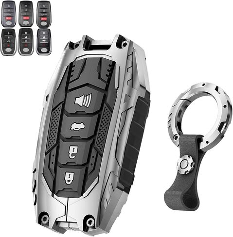 Heavy Key Fob Cover for Toyota RAV4 Tundra Camry Land Cruiser Corolla Cross Grand Highlander Venza Fortuner Prius 4 Button Zinc Alloy Car Key Case Protector with Keychain (Black) in Kuwait
