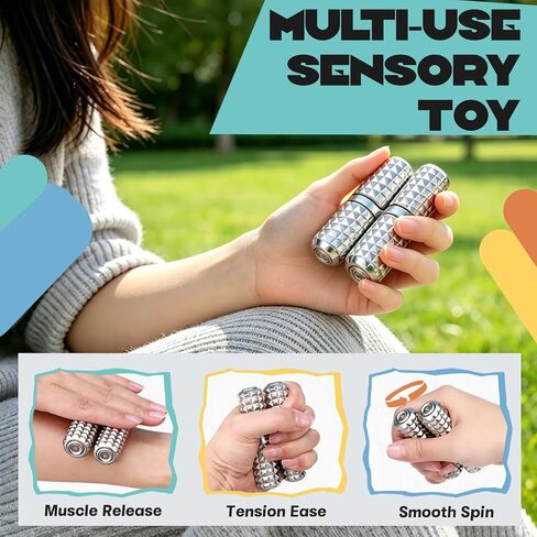 Fidget Roller for Kids Adults, Handheld Textured Metal Fidget Toy, Relieve Daily Tension, Improve Focus, Hand Grip Exercise, Portable Sensory Desk Gadget for Office Home Classroom in Kuwait