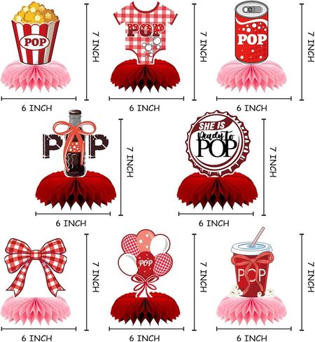 8 Pcs She's Ready to Pop Baby Shower Decorations She's Ready to Pop Baby Shower Honeycomb Centerpieces Retro Soda Fountain Table Decor for Gender Reveal Party Supplies in Saudi Arabia