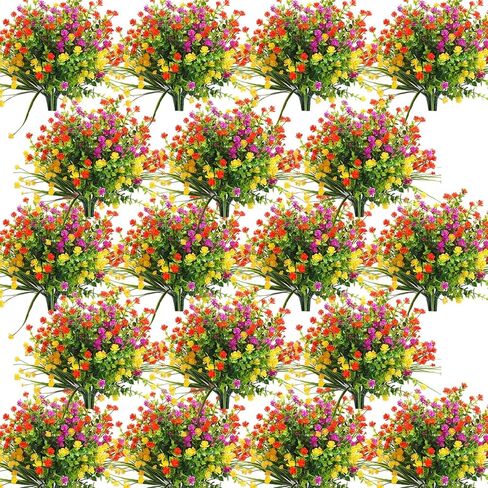 WILLBOND 48 Bundles Artificial Flowers Outdoor,UV Resistant Faux Plastic Plants Greenery Shrubs Flower Bulk for Hanging Planter Porch Window Home Wedding Spring Summer Decor(Fresh Color) in Saudi Arabia