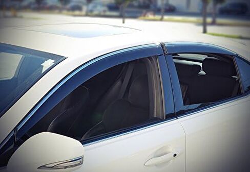 أقنعة نافذة WellVisors منحرفة للرياح متوافقة مع Lexus IS250 IS350 ISF سيدان 2006-2013 مع واقيات مطر من الكروم 3-847LX011 in Kuwait
