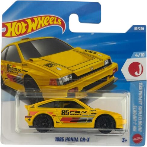 سيارة لعبة هوت ويلز 1985 هوندا CR-X [أصفر] J-Imports 4/10، 89/250، 1:64 مقياس دييكاست in Kuwait