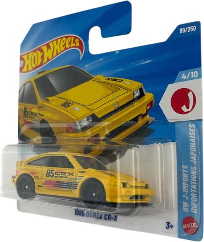 سيارة لعبة هوت ويلز 1985 هوندا CR-X [أصفر] J-Imports 4/10، 89/250، 1:64 مقياس دييكاست in Kuwait