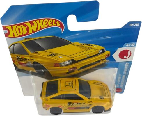 سيارة لعبة هوت ويلز 1985 هوندا CR-X [أصفر] J-Imports 4/10، 89/250، 1:64 مقياس دييكاست in Kuwait