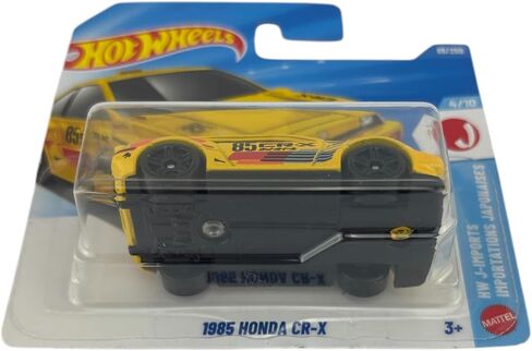 سيارة لعبة هوت ويلز 1985 هوندا CR-X [أصفر] J-Imports 4/10، 89/250، 1:64 مقياس دييكاست in Kuwait