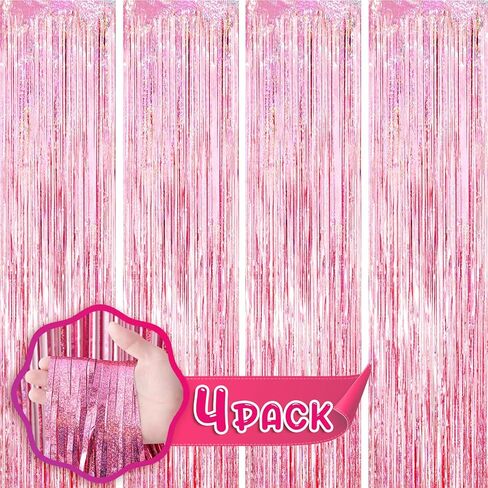 Voircoloria 2 Pack Gold Foil Fringe Backdrop Curtains, Tinsel Streamers Birthday Party Decorations, Fringe Backdrop for Graduation, Baby Shower, Gender Reveal, Disco Party in Saudi Arabia