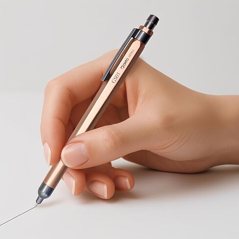GS01-G5 Roller Gel Pen, 0.5mm Needle Tip, Fast-Drying Black Gel Ink, Full Metal Body, Includes Extra Refill, Gold in Kuwait