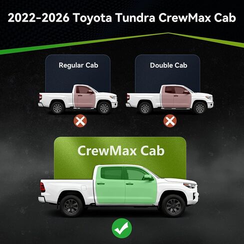 لوحات تشغيل من عجلة إلى عجلة AUTOSAVER88 متوافقة مع كابينة Toyota Tundra Crewmax 2022-2026، وخطوات جانبية من الفولاذ الكربوني، وقضبان Nerf مثبتة بمسامير مع خطوة من طبقتين، مطلية بمسحوق أسود in Kuwait