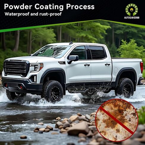 لوحات تشغيل من عجلة إلى عجلة AUTOSAVER88 متوافقة مع كابينة Toyota Tundra Crewmax 2022-2026، وخطوات جانبية من الفولاذ الكربوني، وقضبان Nerf مثبتة بمسامير مع خطوة من طبقتين، مطلية بمسحوق أسود in Kuwait