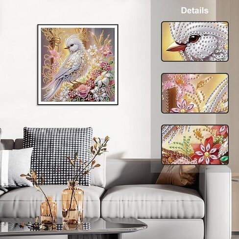 HvasJing Link Diamond Painting Kits for Adults Luxurious Floral Bird, 5D Full Drill Diamond Art Kit, Special Shaped Diamonds 11.8 x 11.8 Inch DIY Diamond Dots Craft, Relaxing Hobby Wall Decor in Saudi Arabia