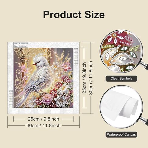 HvasJing Link Diamond Painting Kits for Adults Luxurious Floral Bird, 5D Full Drill Diamond Art Kit, Special Shaped Diamonds 11.8 x 11.8 Inch DIY Diamond Dots Craft, Relaxing Hobby Wall Decor in Saudi Arabia