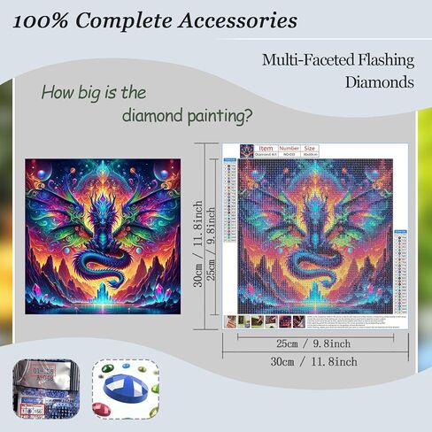 Aicomeon Dragon Diamond Art Kits for Adults - Round Diamond Dots Painting Kit, 5D Full Drill Gem Art for Wall Decor & Gift Ideas 12x12 Inch in Saudi Arabia