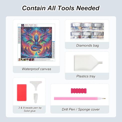 Aicomeon Dragon Diamond Art Kits for Adults - Round Diamond Dots Painting Kit, 5D Full Drill Gem Art for Wall Decor & Gift Ideas 12x12 Inch in Saudi Arabia