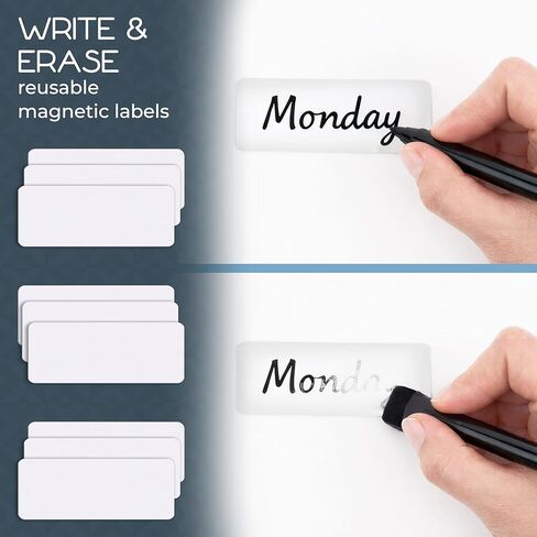 Dry Erase Magnetic Labels, 3.2 x 1.2 Inch Reusable Locker Name Tags, Magnetic Stickers for Whiteboard, Fridges, School, Classroom, Office, Home, 18 Pieces White Color in Saudi Arabia