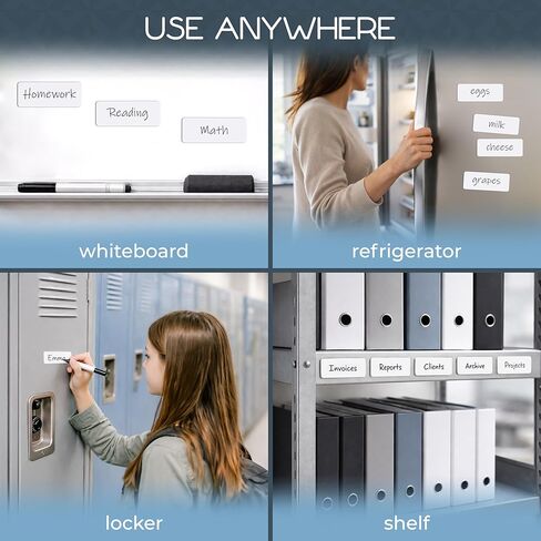 Dry Erase Magnetic Labels, 3.2 x 1.2 Inch Reusable Locker Name Tags, Magnetic Stickers for Whiteboard, Fridges, School, Classroom, Office, Home, 18 Pieces White Color in Saudi Arabia