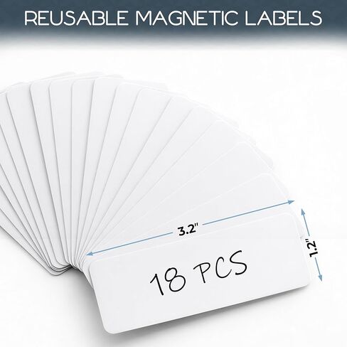 Dry Erase Magnetic Labels, 3.2 x 1.2 Inch Reusable Locker Name Tags, Magnetic Stickers for Whiteboard, Fridges, School, Classroom, Office, Home, 18 Pieces White Color in Saudi Arabia