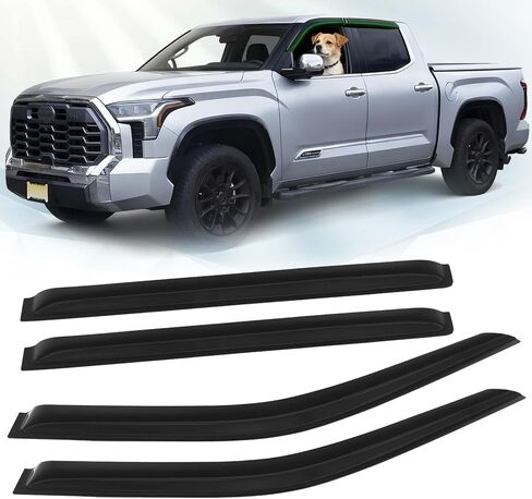 Window Visor Rain Guards for 2007-2021 Toyota Tundra Crewmax Cab Out-Channel Wind Deflector Tape-On Sun Visor Accessories 4PCS (for 07-21) in Saudi Arabia