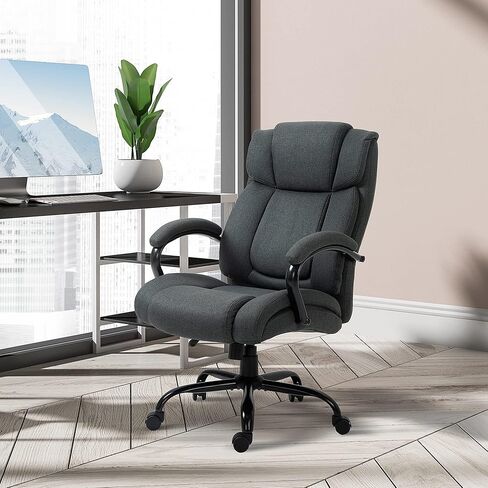 Vinsetto Big and Tall Executive Office Chair 485lbs with Wide Seat, High Back Computer Desk Chair with Tilt, Adjustable Height, Charcoal Gray in Saudi Arabia