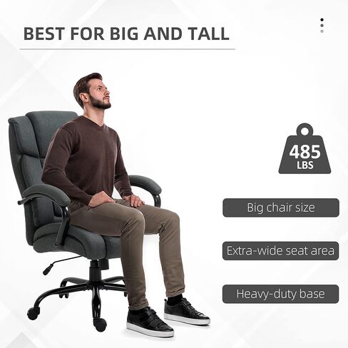 Vinsetto Big and Tall Executive Office Chair 485lbs with Wide Seat, High Back Computer Desk Chair with Tilt, Adjustable Height, Charcoal Gray in Saudi Arabia