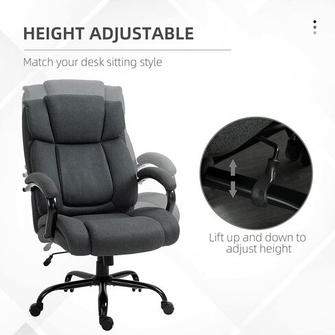 Vinsetto Big and Tall Executive Office Chair 485lbs with Wide Seat, High Back Computer Desk Chair with Tilt, Adjustable Height, Charcoal Gray in Saudi Arabia