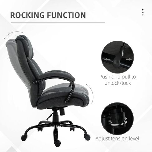 Vinsetto Big and Tall Executive Office Chair 485lbs with Wide Seat, High Back Computer Desk Chair with Tilt, Adjustable Height, Charcoal Gray in Saudi Arabia